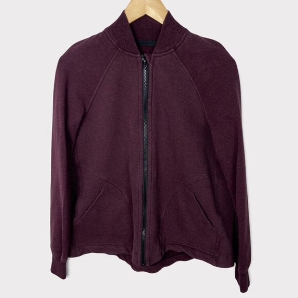 Lululemon Purple Bomber‎ Jacket Size 4 French Terry Fleece Warm Pleat To Street - Picture 4 of 13
